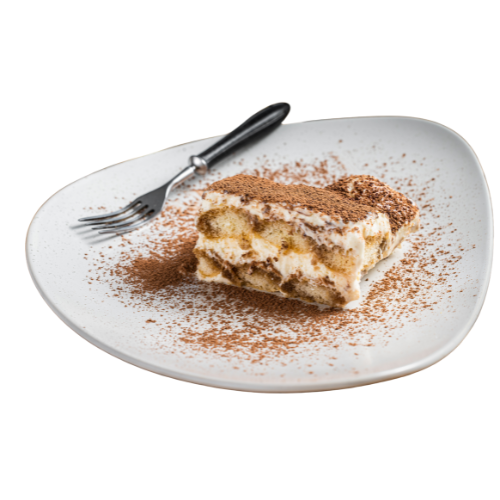 Tiramisú casero como postre en una pizzería italiana en Fuengirola
